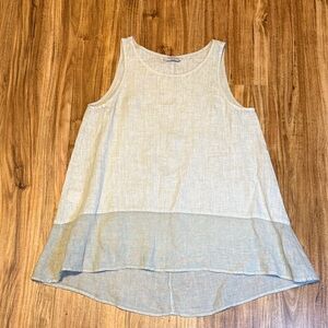 Grand Greece womens medium 8 10 tunic top blouse Sleeveless tan natural linen